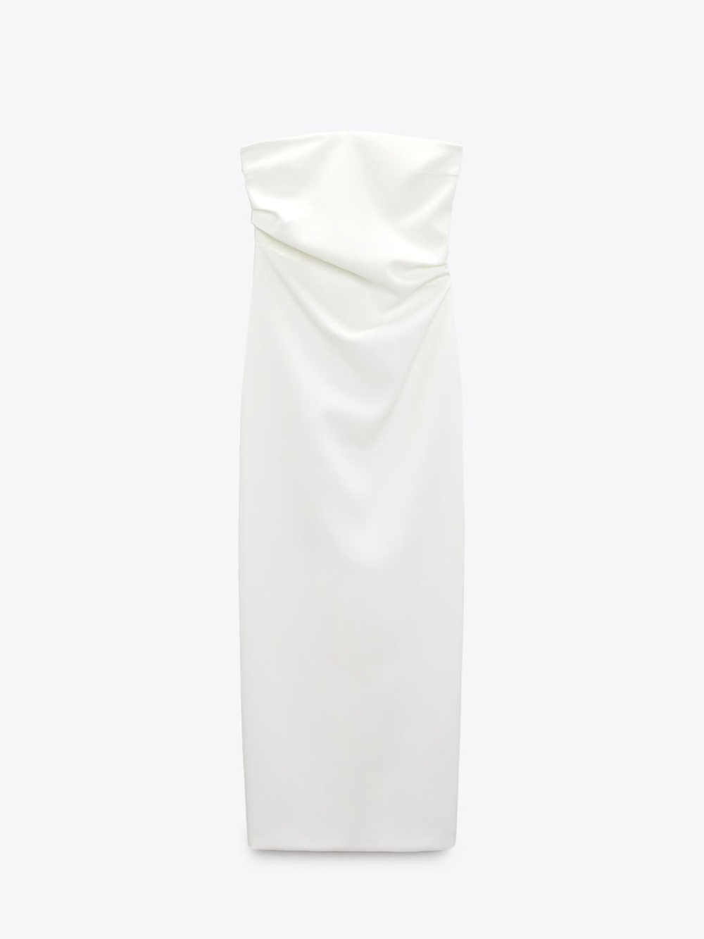 NWOT Zara Modern Strapless Midi White Dress